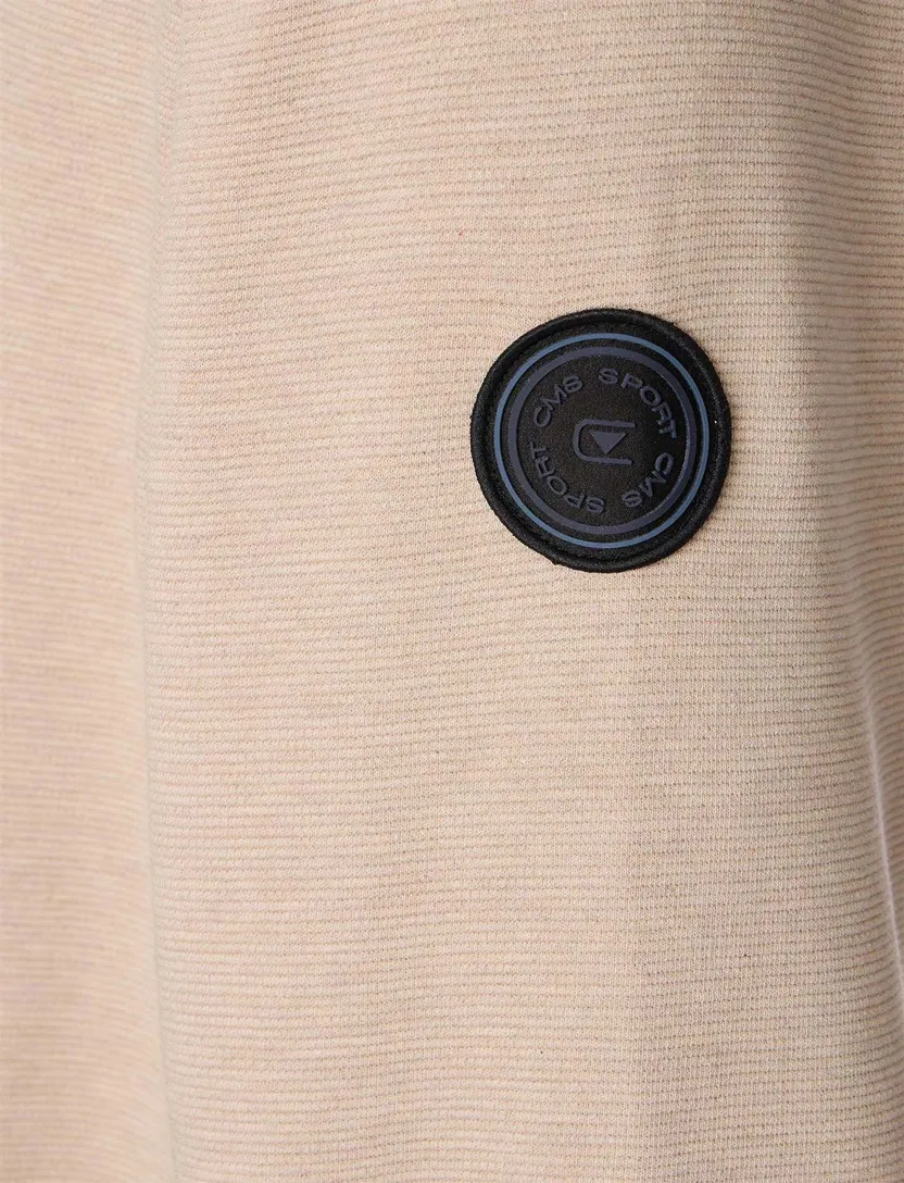 Casa Moda trui half zip creme effen katoen wijde fit