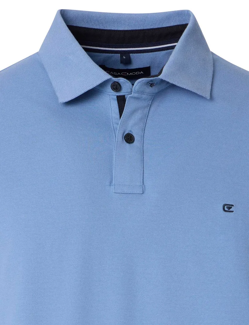 Casa Moda polo blauw katoen effen wijde fit