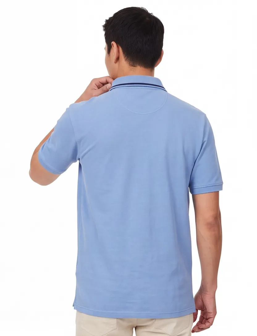 Casa Moda polo blauw katoen effen wijde fit