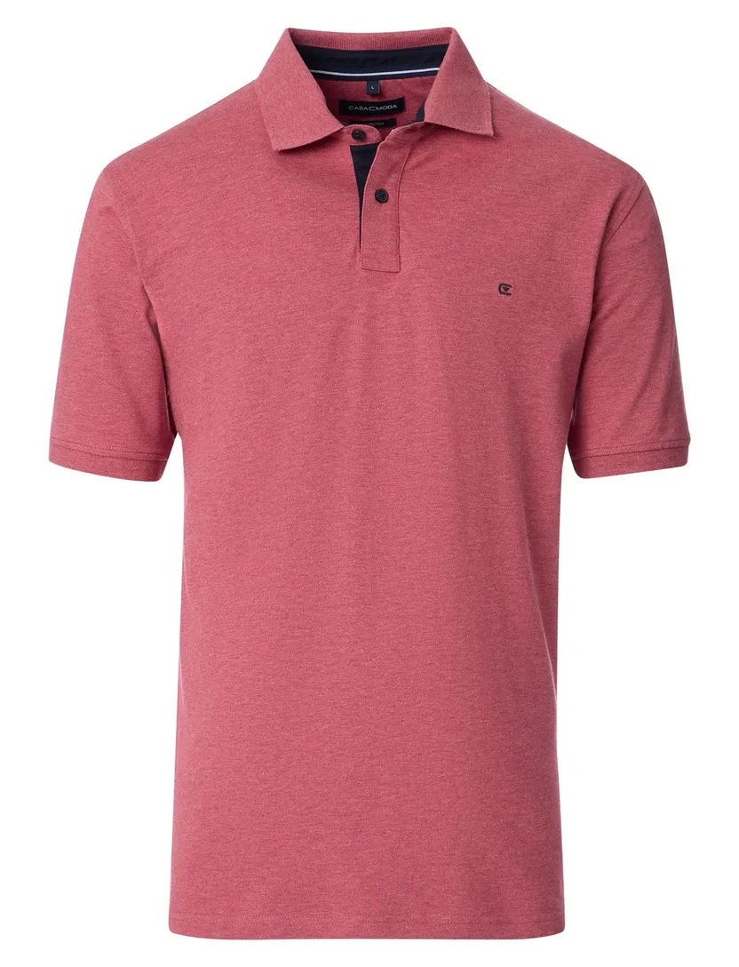 Casa Moda katoenen polo roze gemeleerd wijde fit