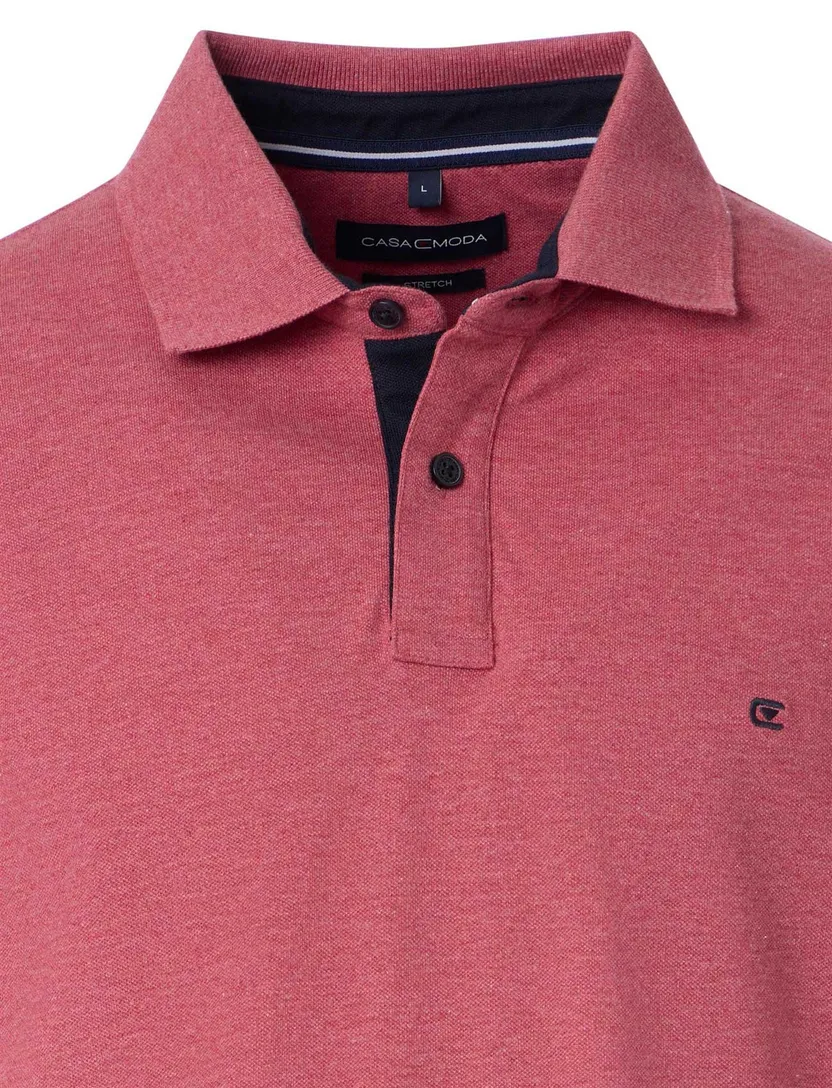 Casa Moda katoenen polo roze gemeleerd wijde fit