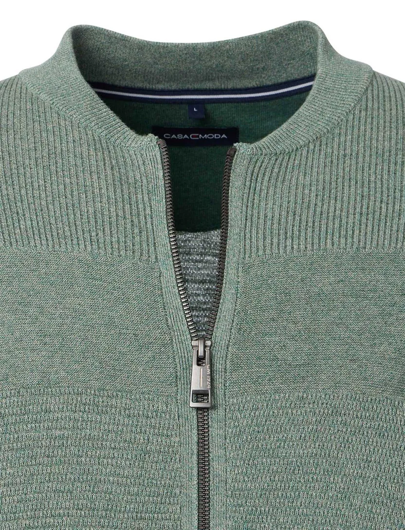 Casa Moda vest effen groen gebreid wijde fit katoen