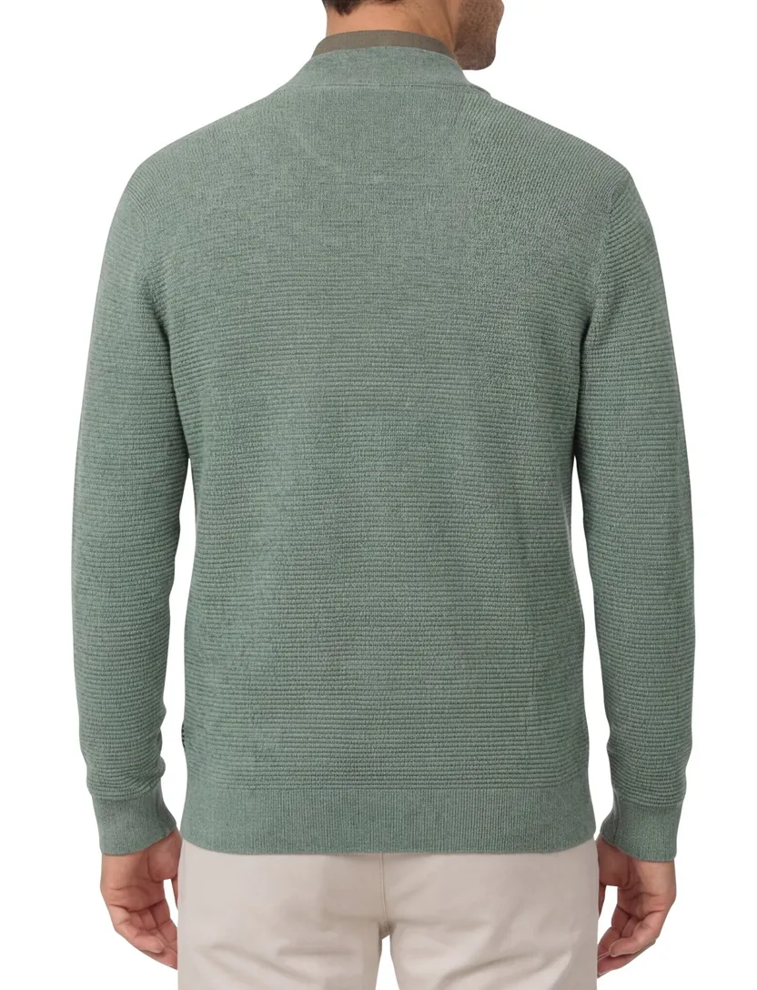 Casa Moda vest effen groen gebreid wijde fit katoen