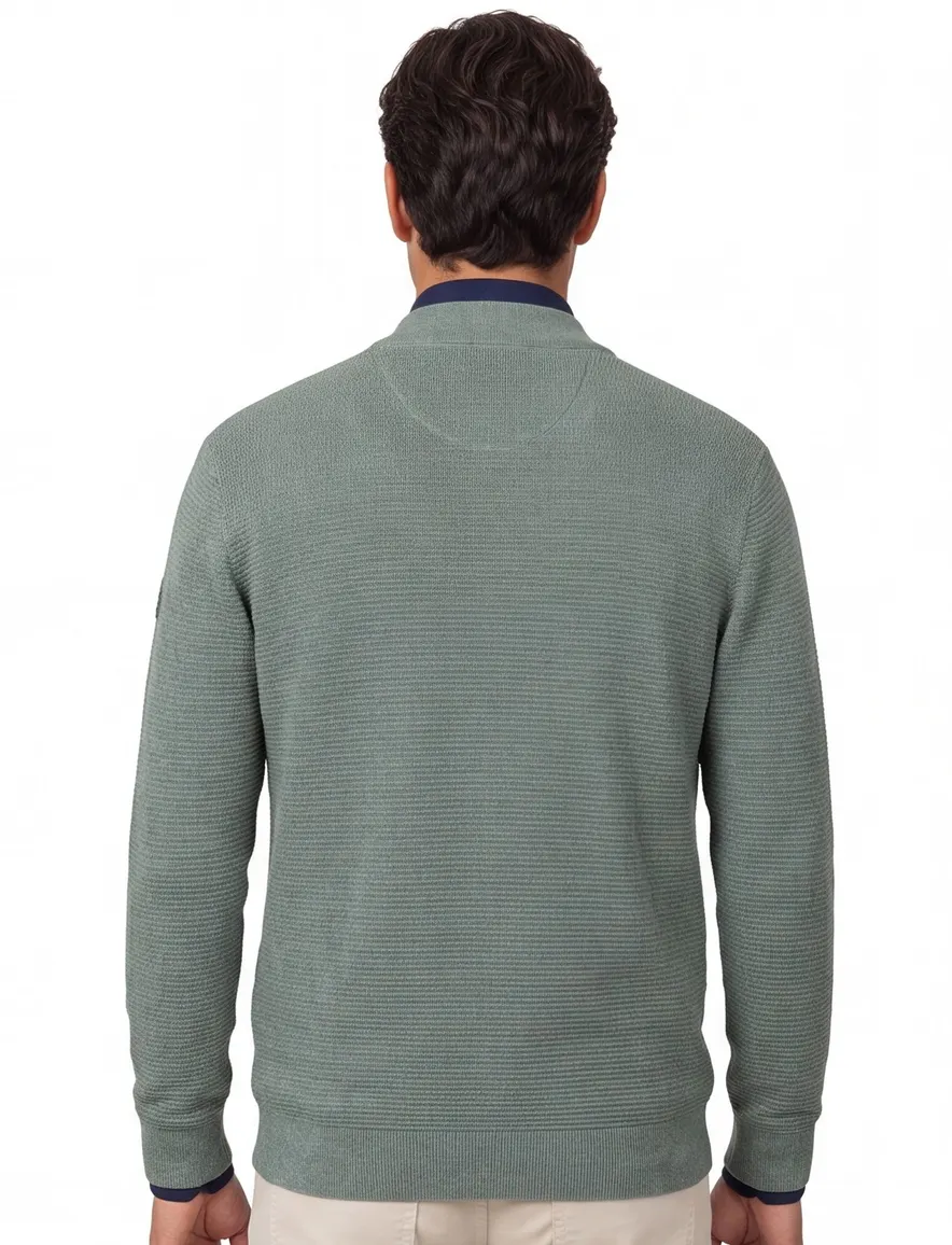 Casa Moda vest effen groen gebreid wijde fit katoen