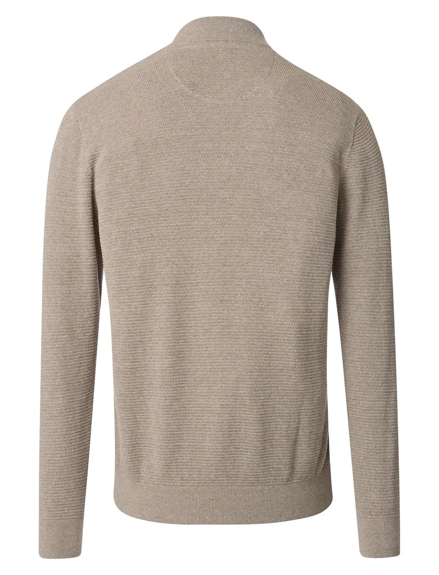 Casa Moda vest gemêleerd beige katoen wijde fit