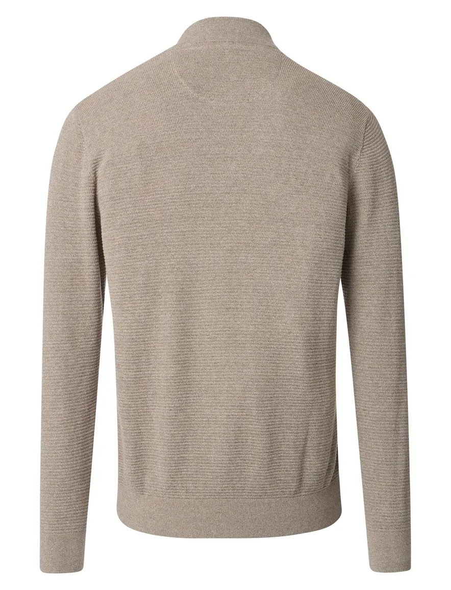 Casa Moda vest gemêleerd beige katoen wijde fit