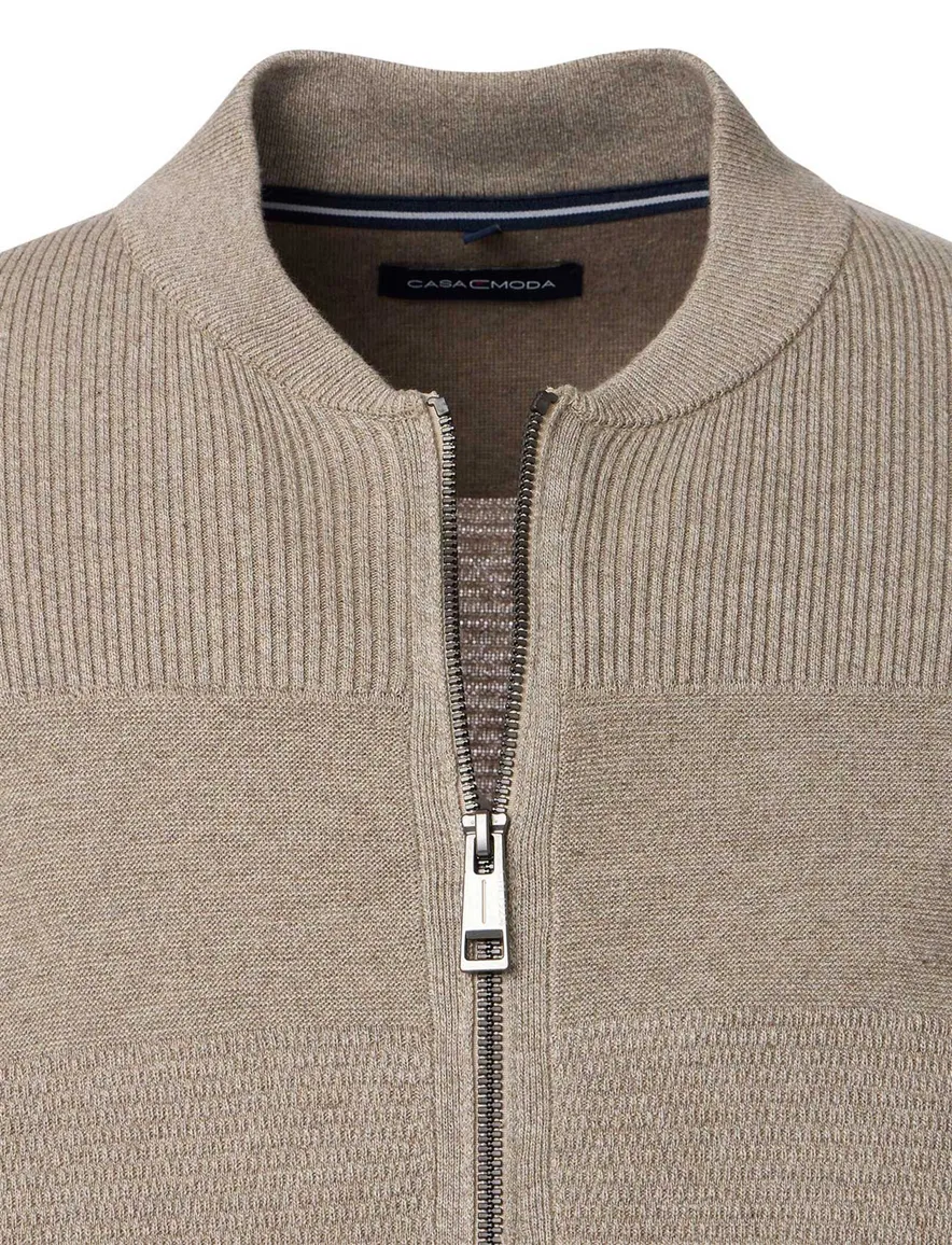 Casa Moda vest gemêleerd beige katoen wijde fit