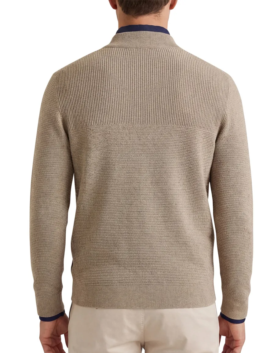 Casa Moda vest gemêleerd beige katoen wijde fit