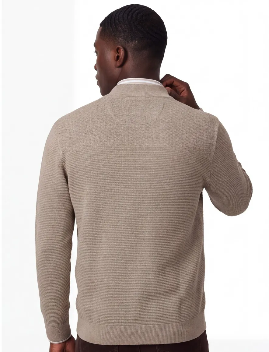 Casa Moda vest gemêleerd beige katoen wijde fit