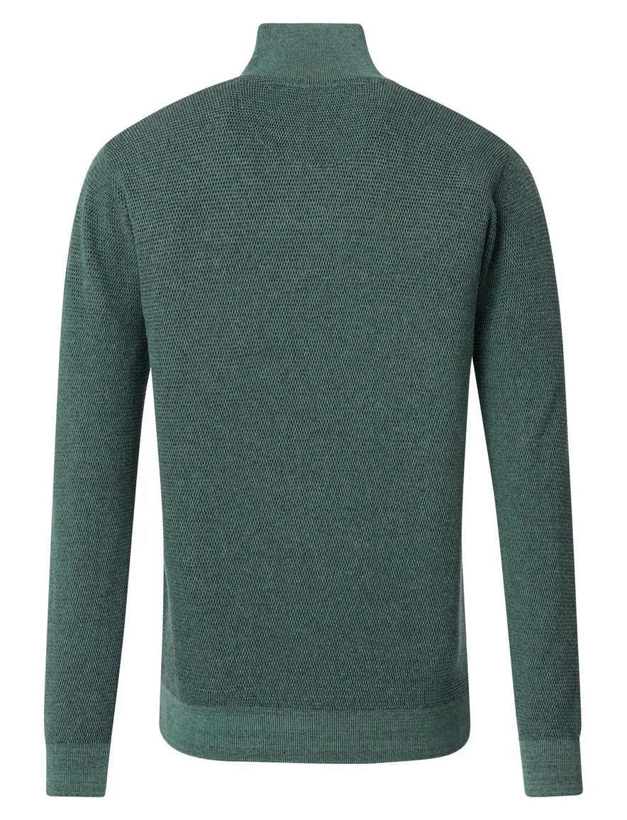 Casa Moda half zip effen trui groen katoen wijde fit
