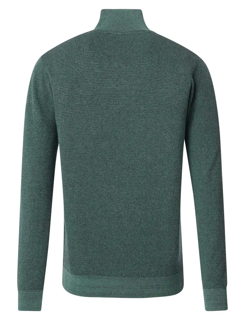 katoenen trui Casa Moda half zip effen groen wijde fit