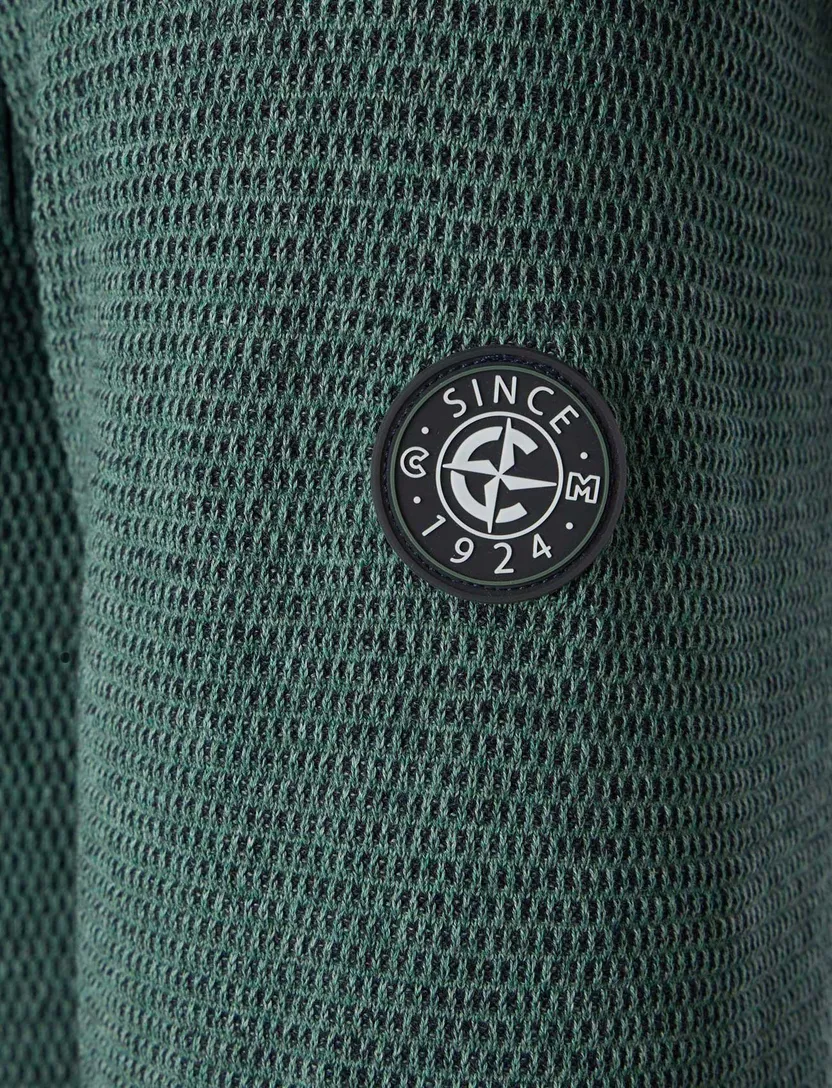 katoenen trui Casa Moda half zip effen groen wijde fit