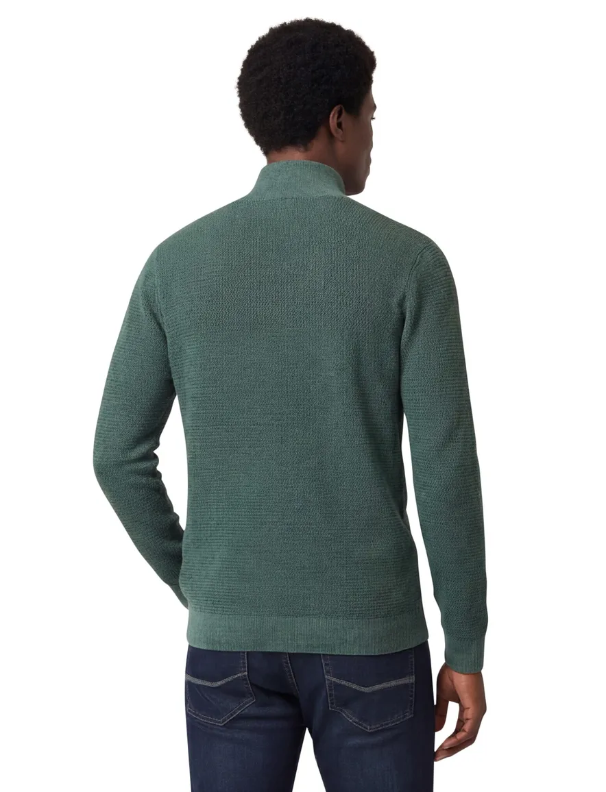 Casa Moda half zip effen trui groen katoen wijde fit