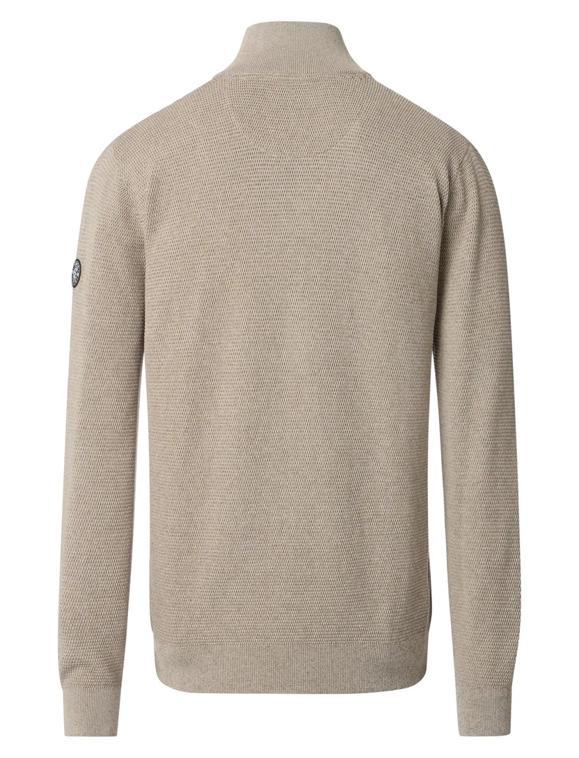 katoenen Casa Moda half zip beige trui wijde fit