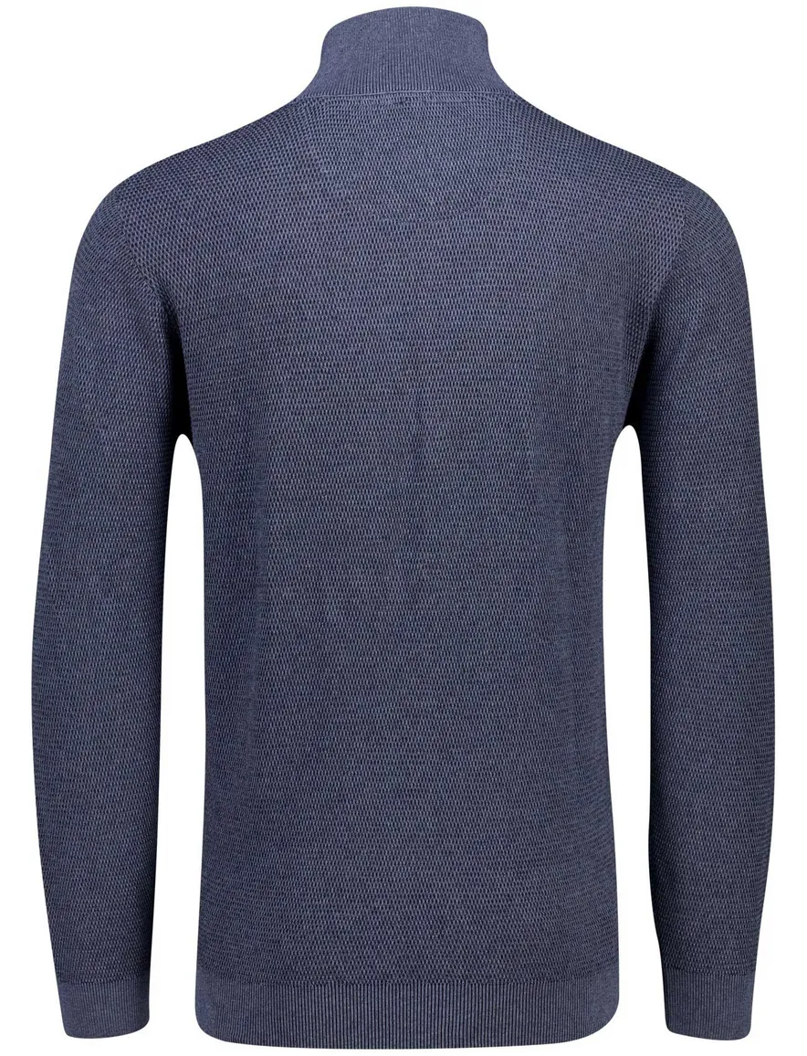 Casa Moda half zip trui lange mouw blauw katoen