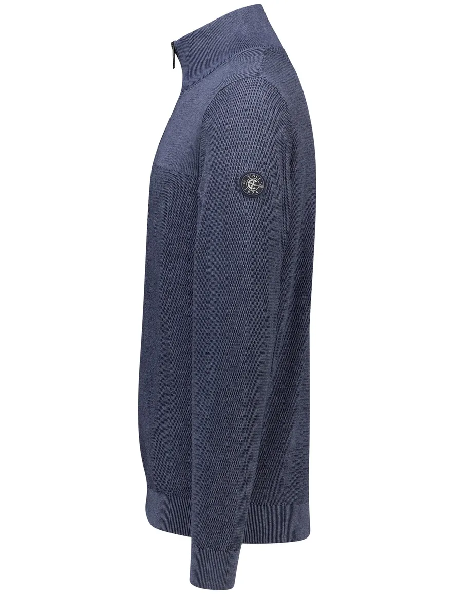 Casa Moda half zip trui lange mouw blauw katoen