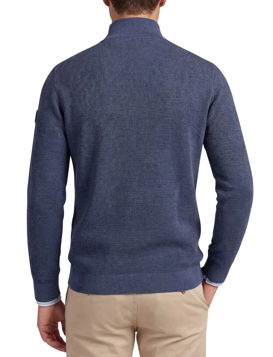 Casa Moda half zip trui lange mouw blauw katoen