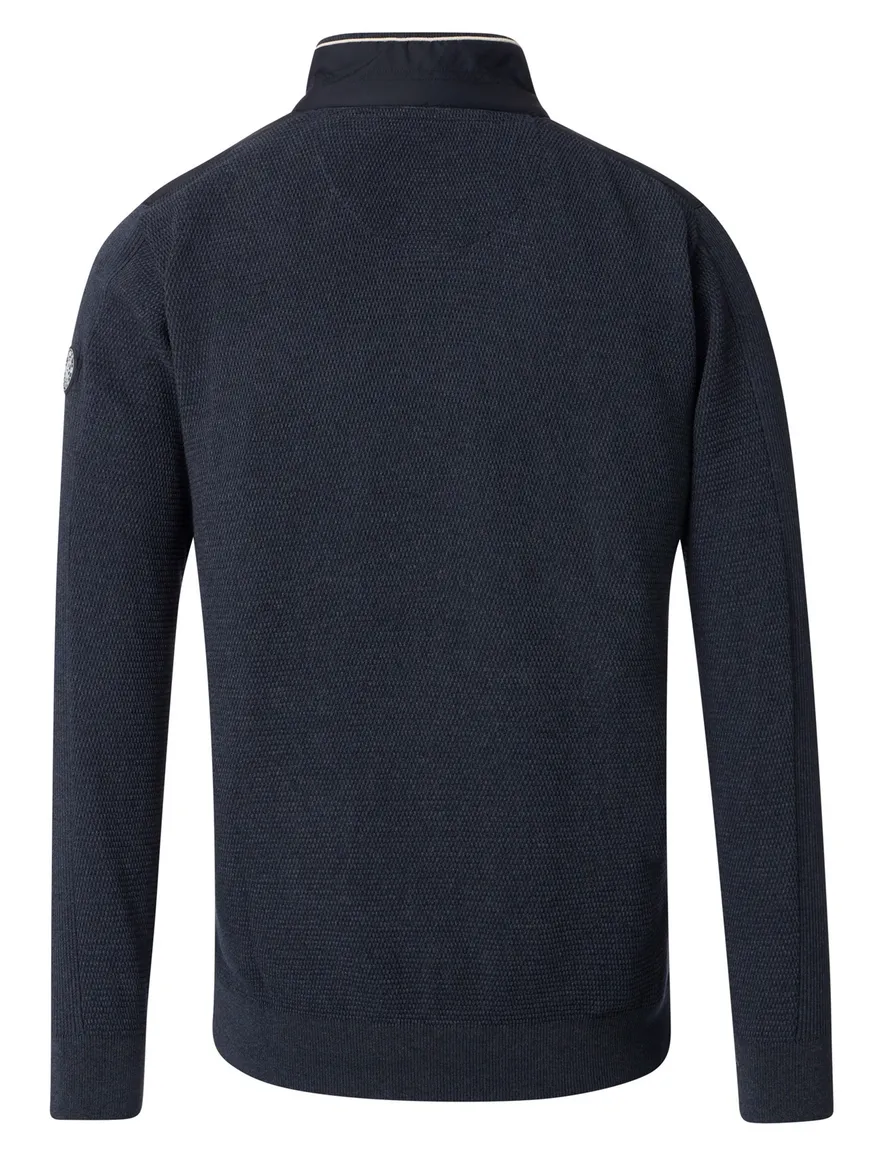 Casa Moda vest effen donkerblauw borstzakken wijde fit