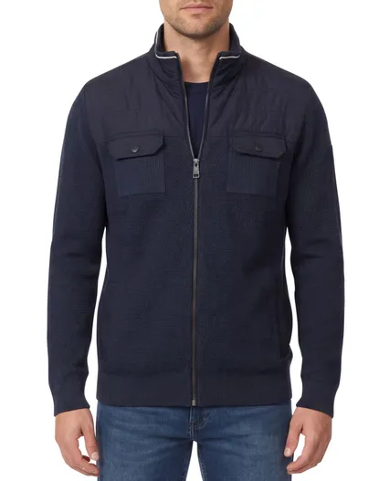 Casa Moda Casa Moda vest effen donkerblauw borstzakken wijde fit