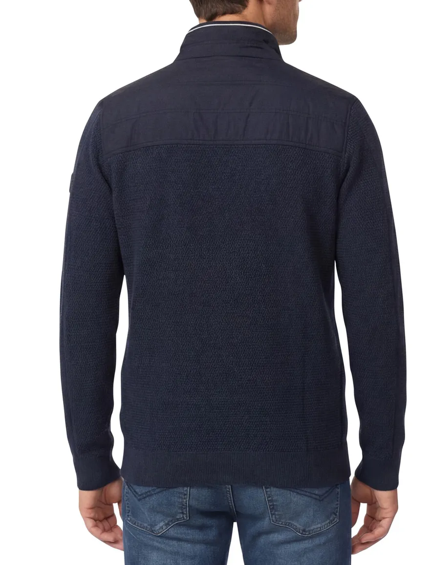 Casa Moda vest effen donkerblauw borstzakken wijde fit