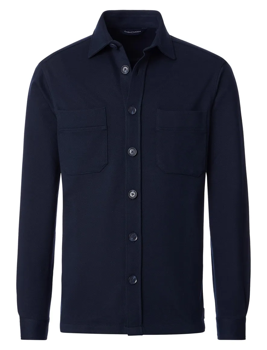 Casa Moda overshirt effen donkerblauw wijde fit
