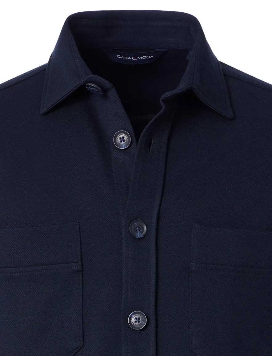 Casa Moda overshirt effen donkerblauw wijde fit