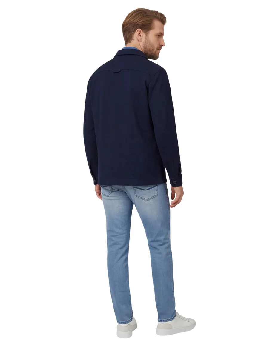 Casa Moda overshirt effen donkerblauw wijde fit