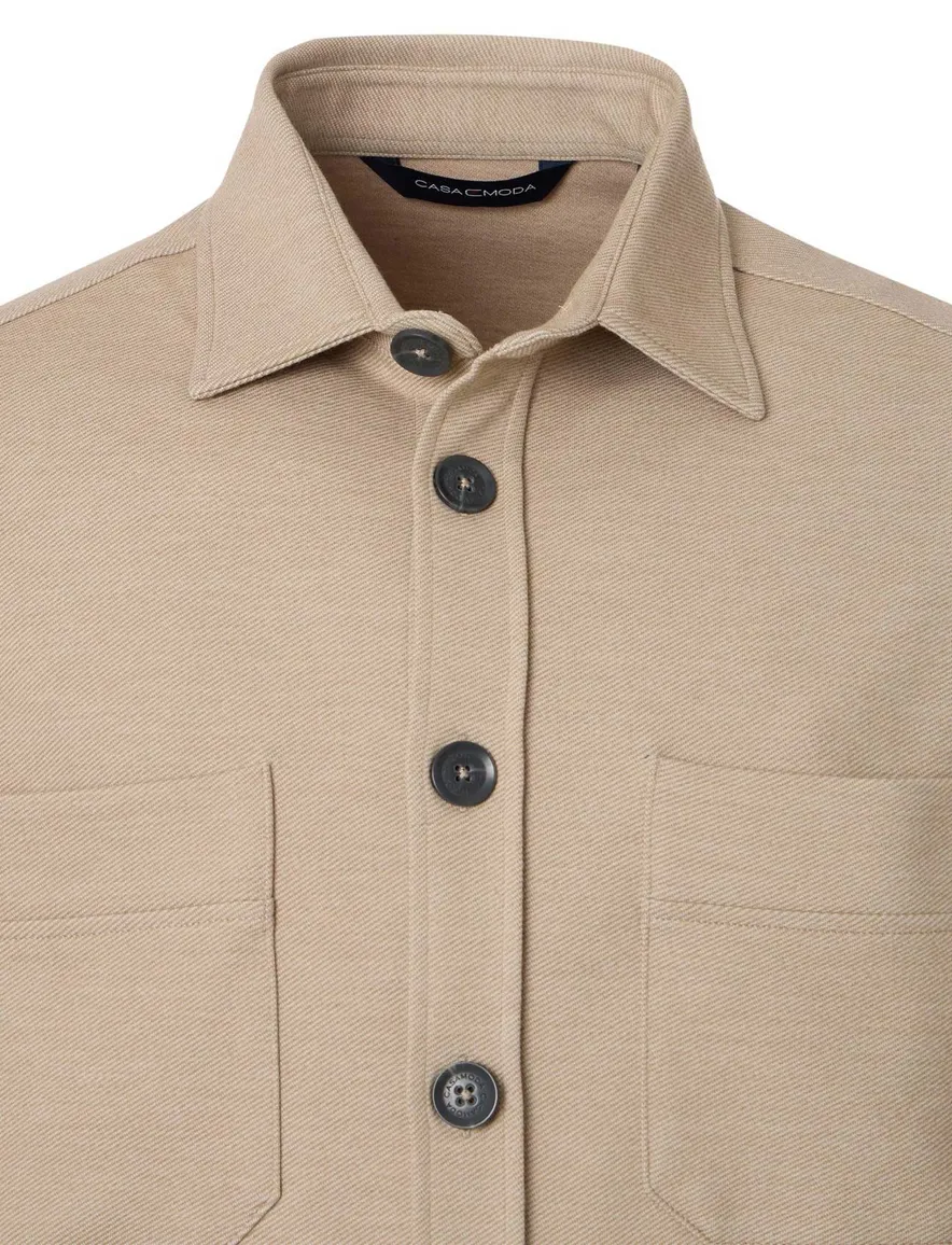 Casa Moda overshirt beige gemeleerd dubbele borstzak