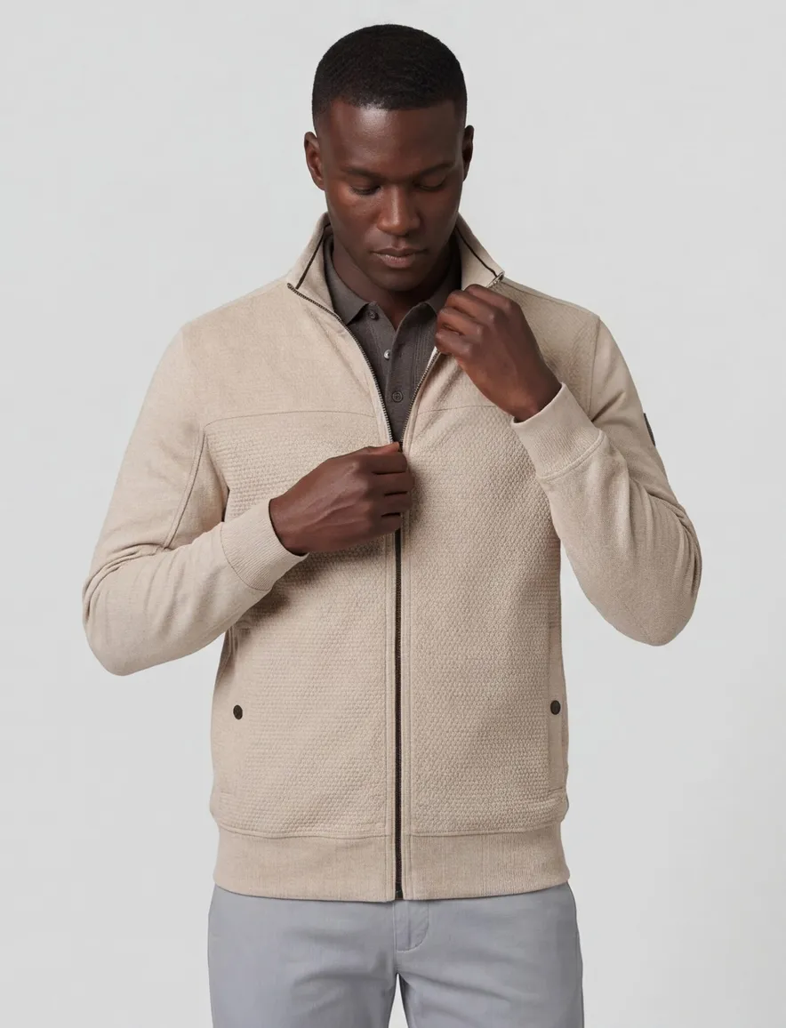Casa Moda vest beige katoen ronde hals