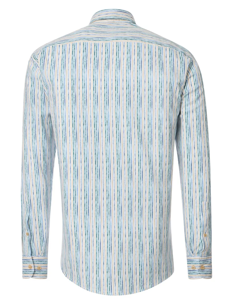 Casa Moda overhemd gestreept blauw katoen wijde fit