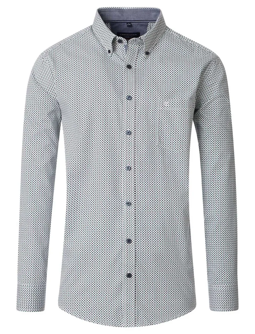 Casa Moda Casual Fit overhemd blauw geprint borstzak