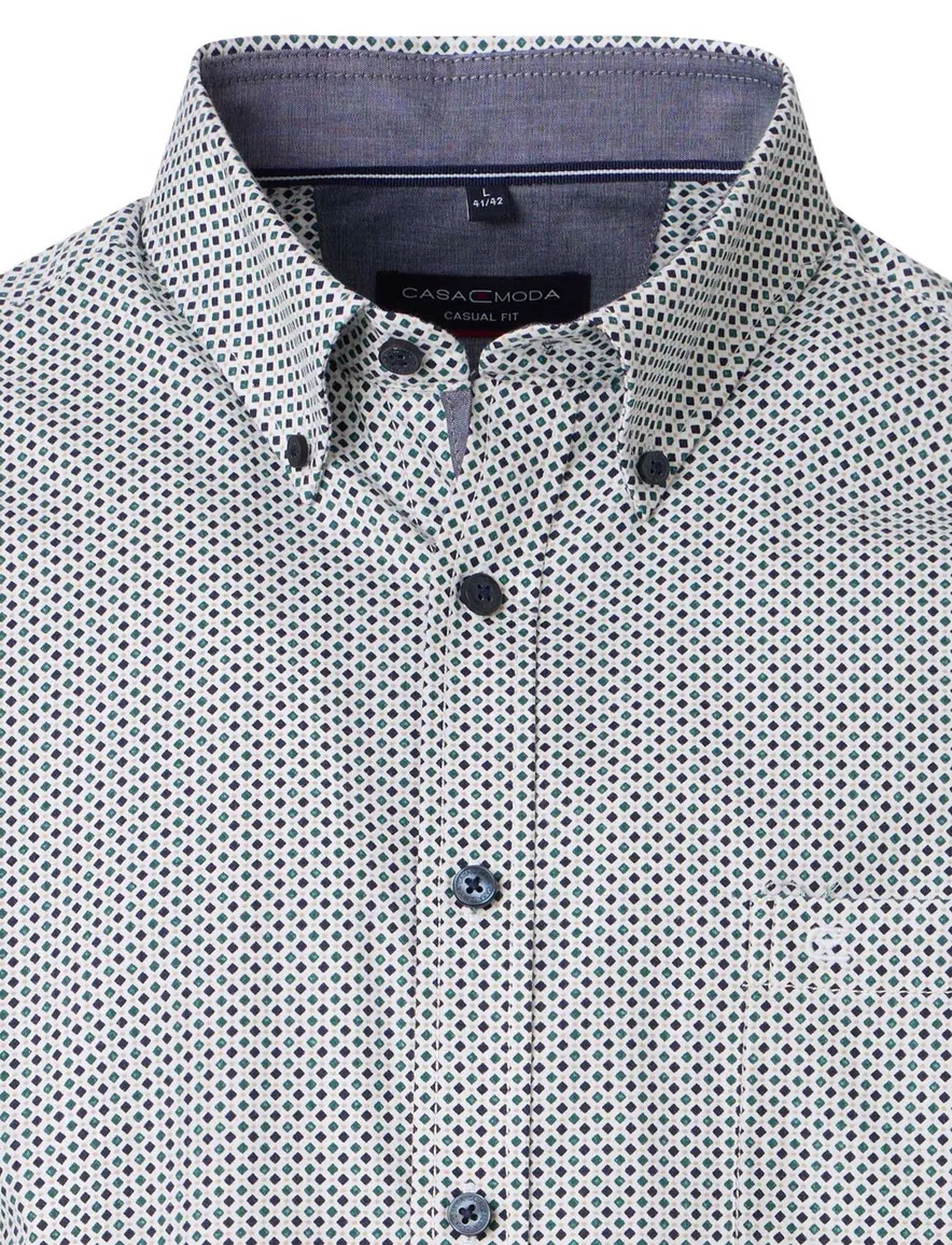 Casa Moda Casual Fit overhemd blauw geprint borstzak
