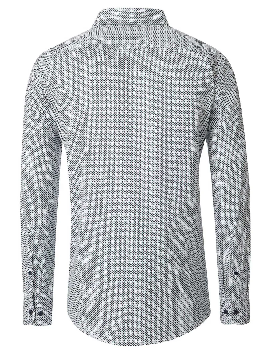 Casa Moda Casual Fit overhemd blauw geprint borstzak