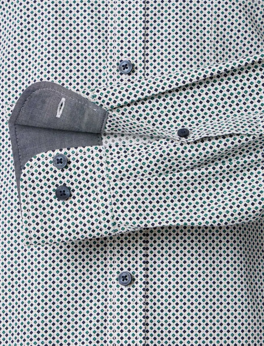 Casa Moda Casual Fit overhemd blauw geprint borstzak