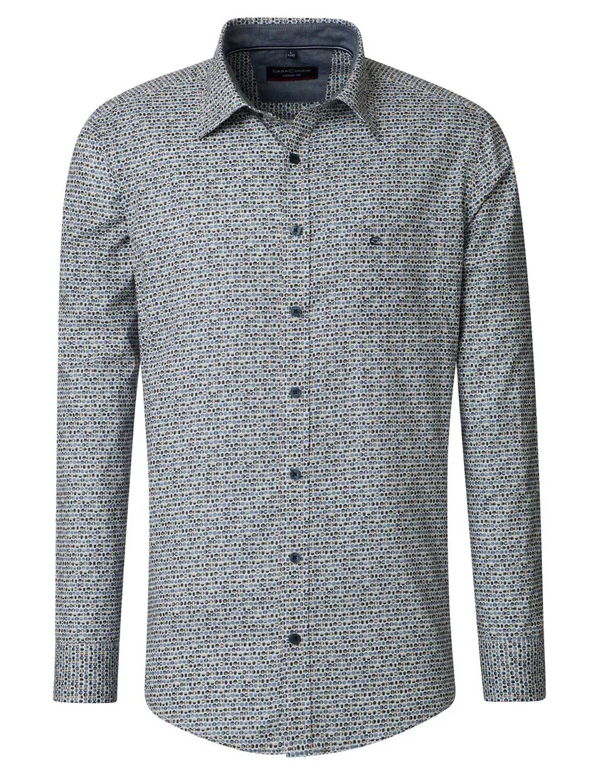 Casa Moda overhemd blauw 100% katoen Casual Fit