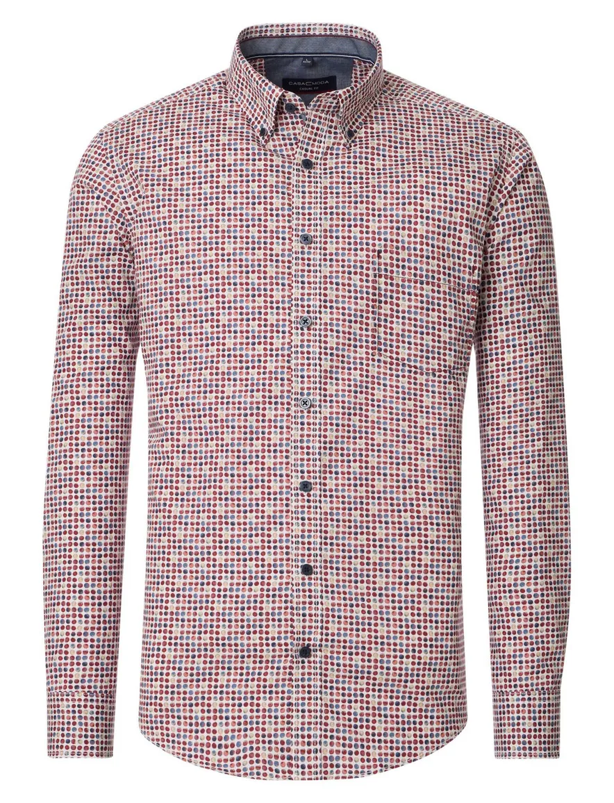 Casa Moda overhemd casual fit rood geprint wijde fit