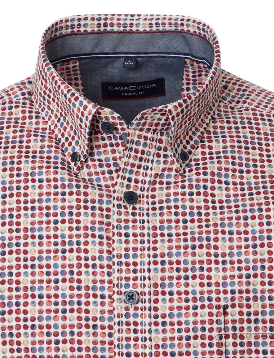Casa Moda overhemd casual fit rood geprint wijde fit