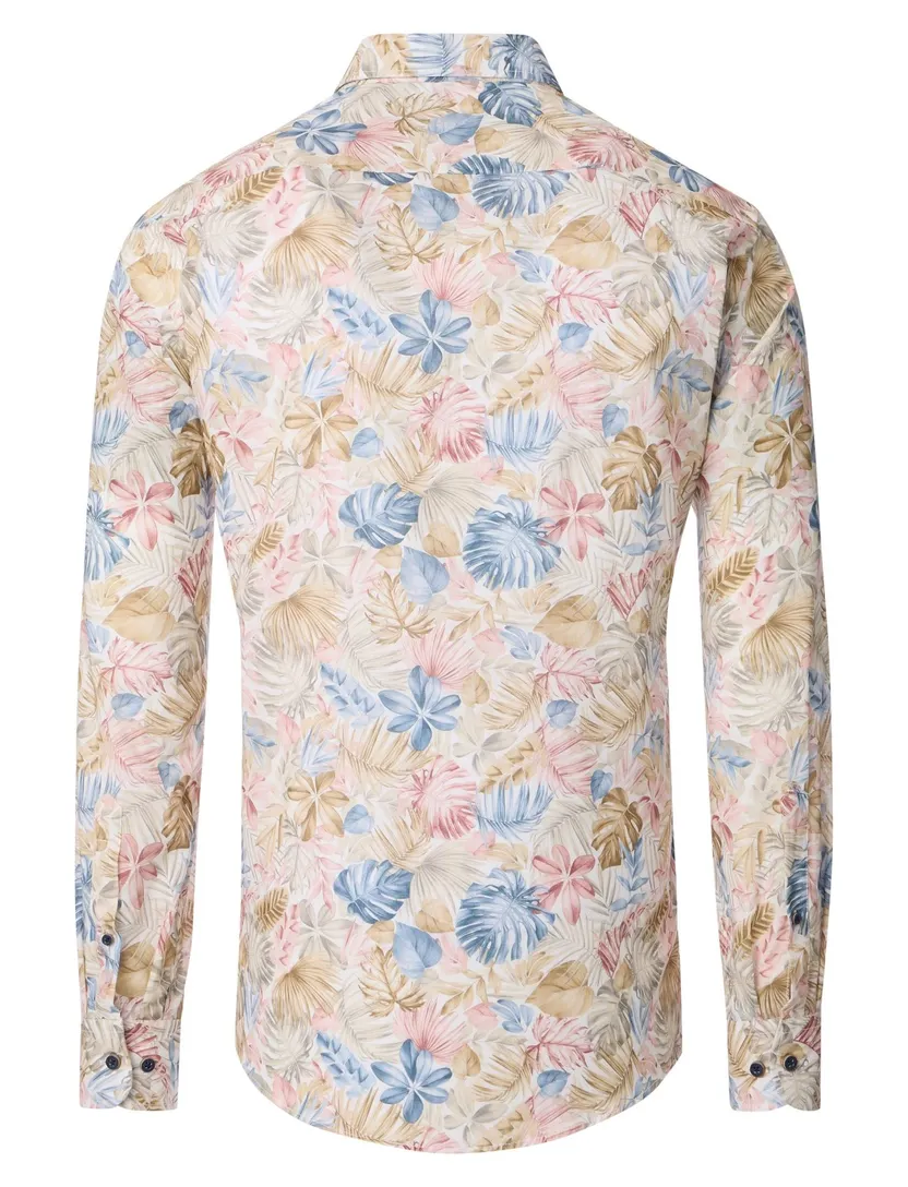 Casa Moda overhemd printje beige wijde fit katoen