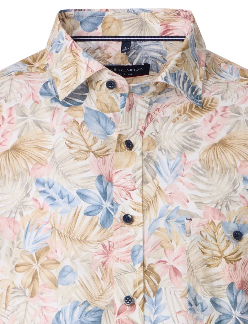 Casa Moda overhemd printje beige wijde fit katoen