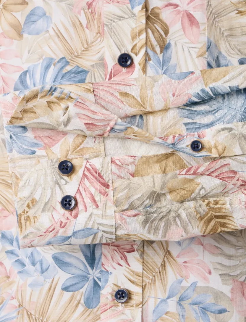 Casa Moda overhemd printje beige wijde fit katoen