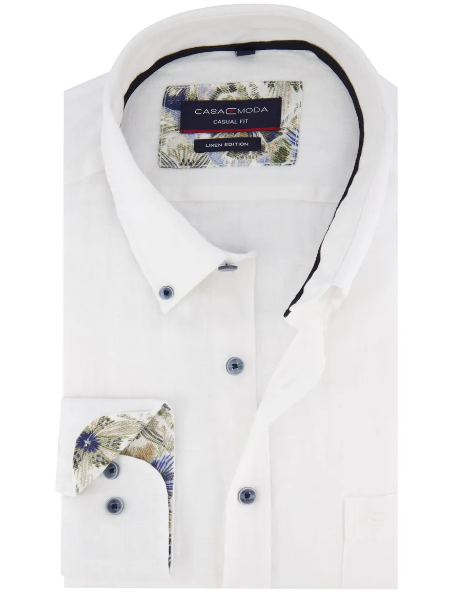 Casa Moda overhemd Casual Fit wit linnen