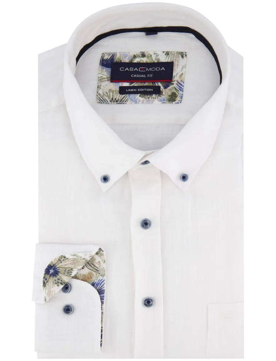 Casa Moda overhemd Casual Fit wit linnen
