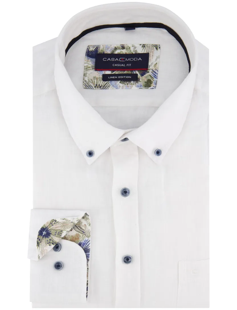overhemd Casa Moda Casual Fit wit linnen