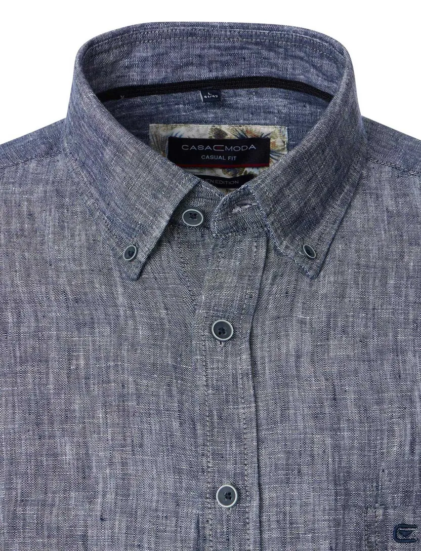 Casa Moda overhemd donkerblauw button down boord Casual Fit