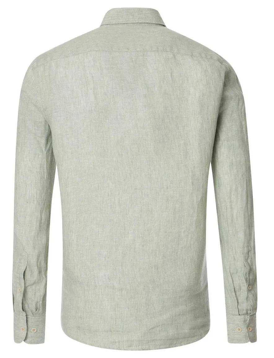Casa Moda overhemd groen gemeleerd Casual Fit 100% linnen