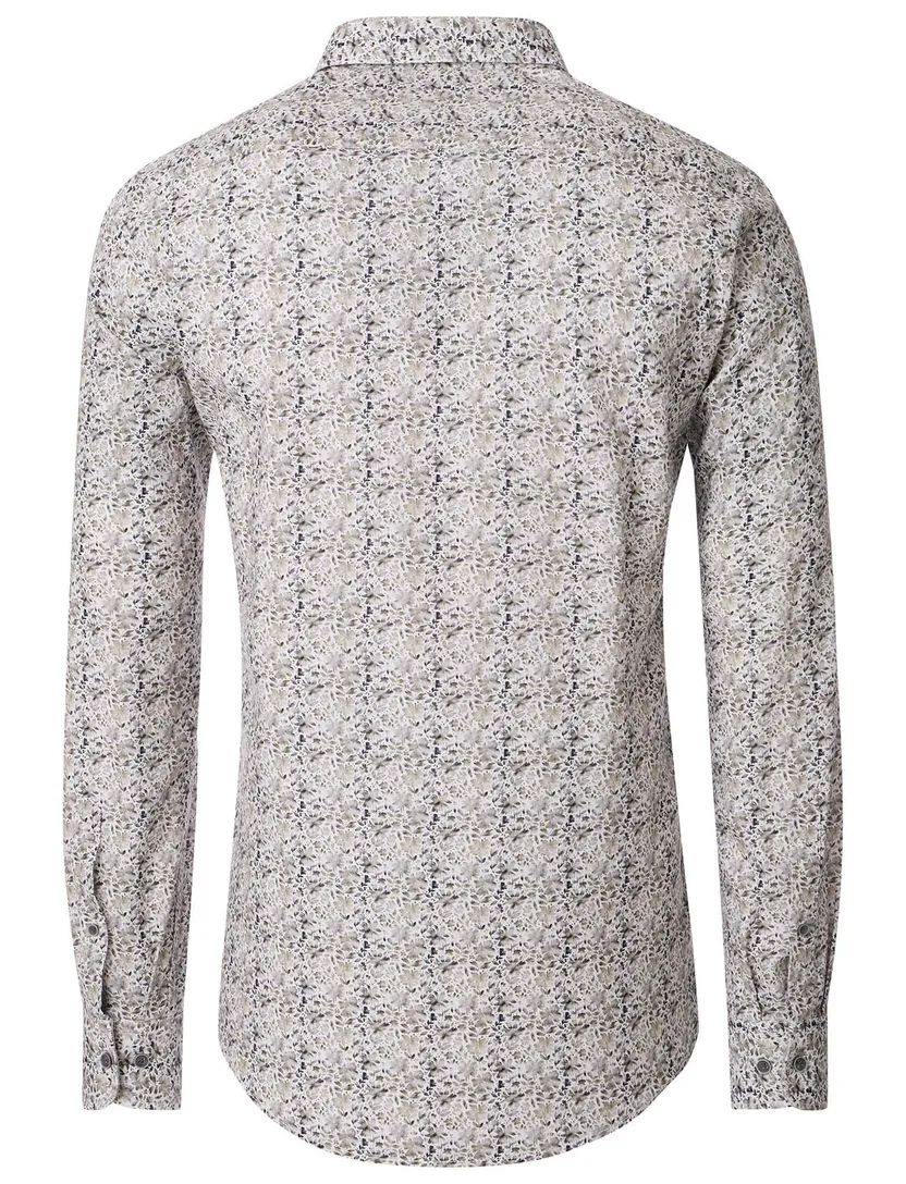 Casa Moda casual overhemd beige geprint wijde fit katoen