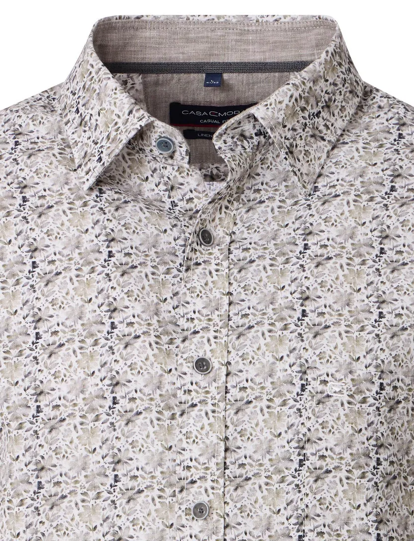 Casa Moda casual overhemd beige geprint wijde fit katoen
