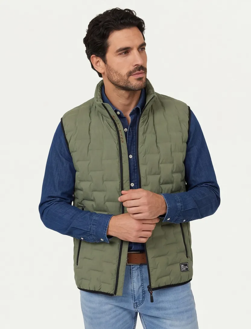 Casa Moda Bodywarmer groen effen wijde fit