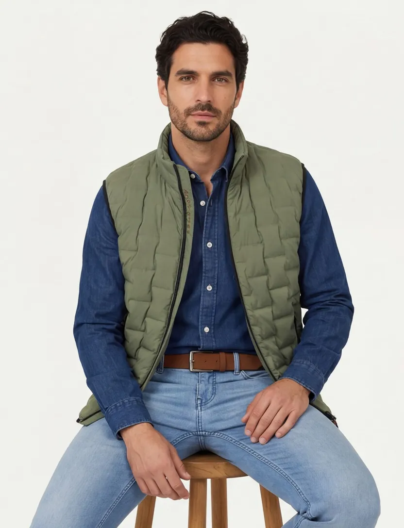 Casa Moda Bodywarmer groen effen wijde fit