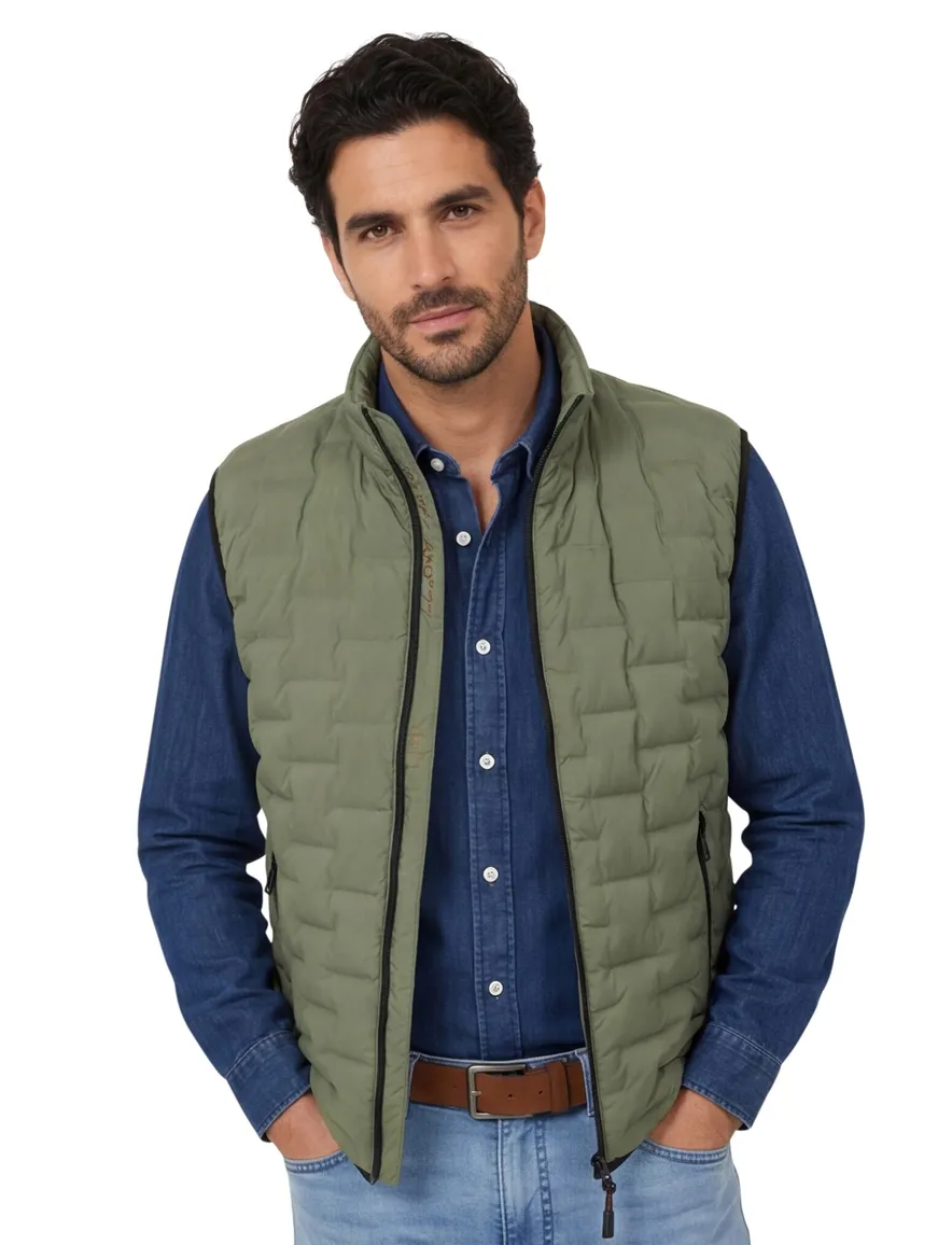 Casa Moda Bodywarmer groen effen gewatteerd
